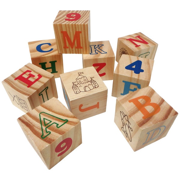 Wood Baby Blocks Athletic Logo Student Book Store